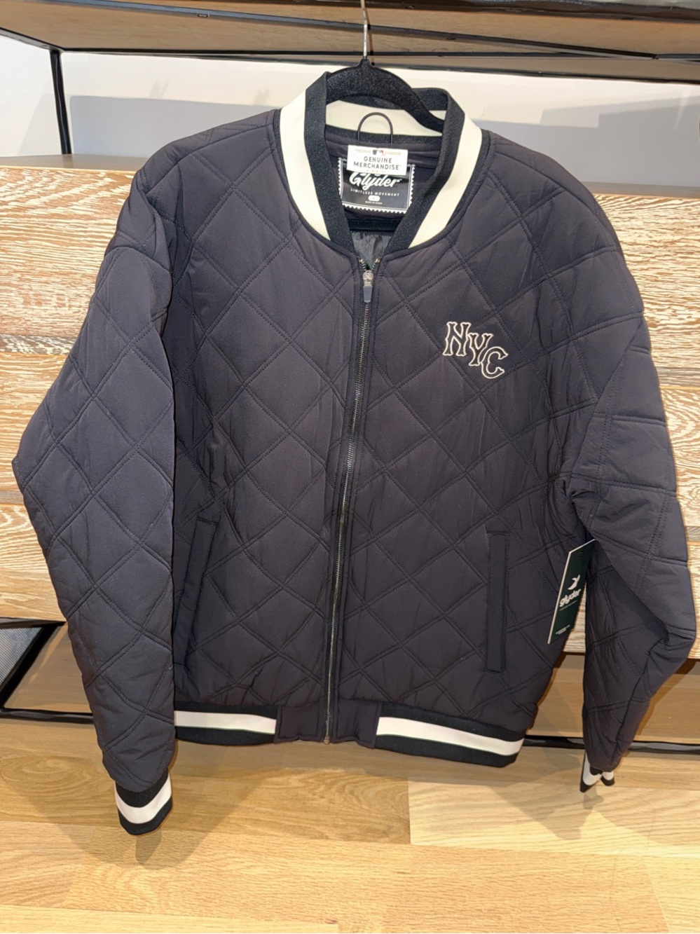 METS NYC Quilted Bomber Jacket with Contrast Trim